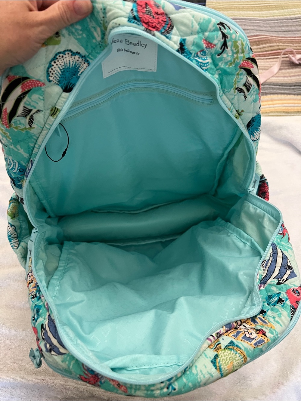 NWOT Vera Bradley Cotton Essential Campus Backpack in Antilles Treasure - Picture 4 of 8
